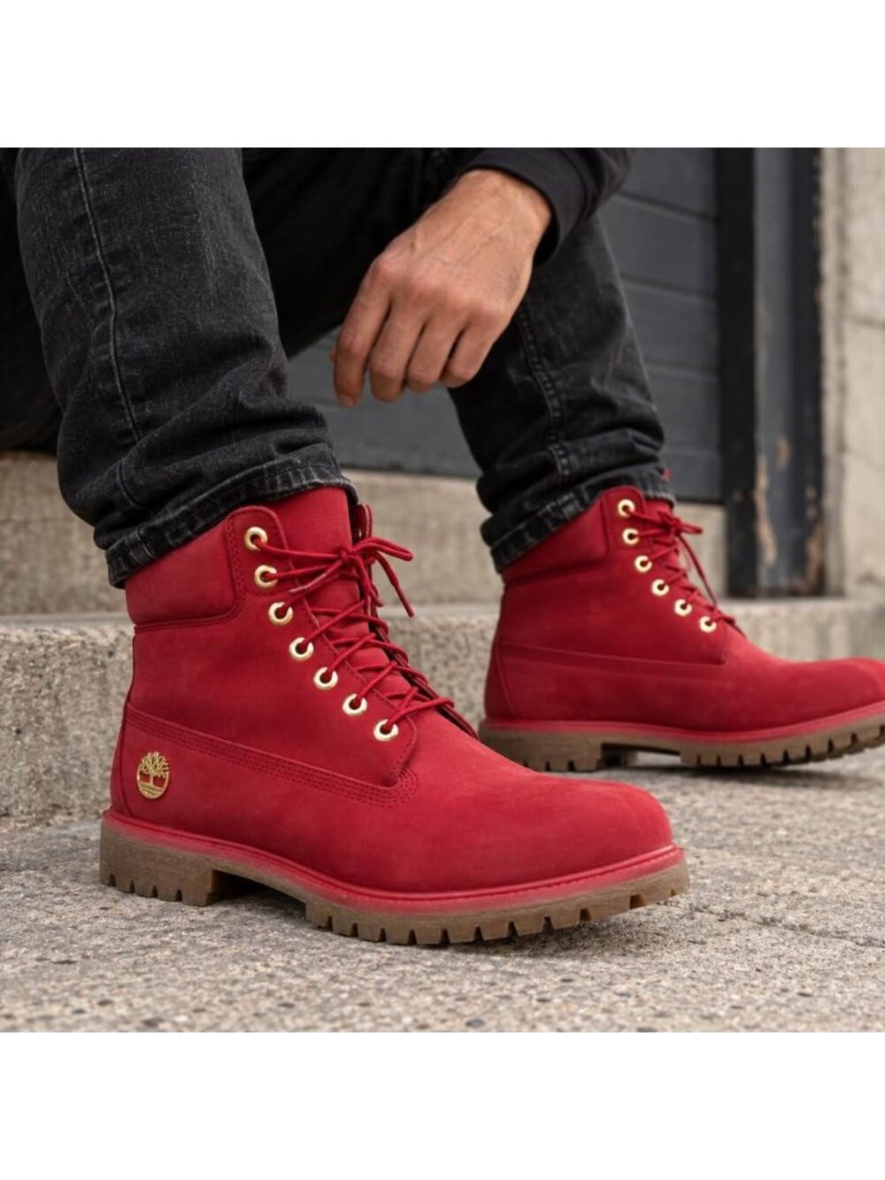 Timberland Men’s 6-Inch Premium Boots Dark Red Gold Size 11 A42DY